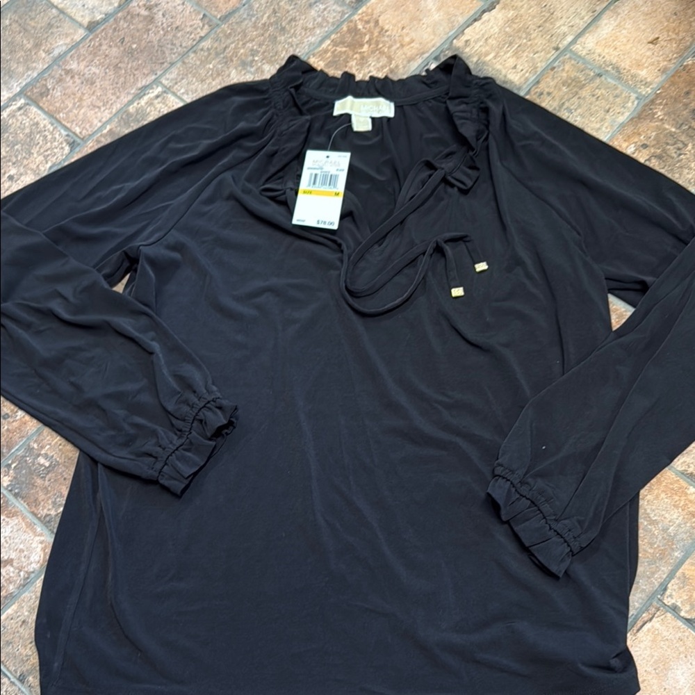 Michael Kors Black Ruffle Blouse